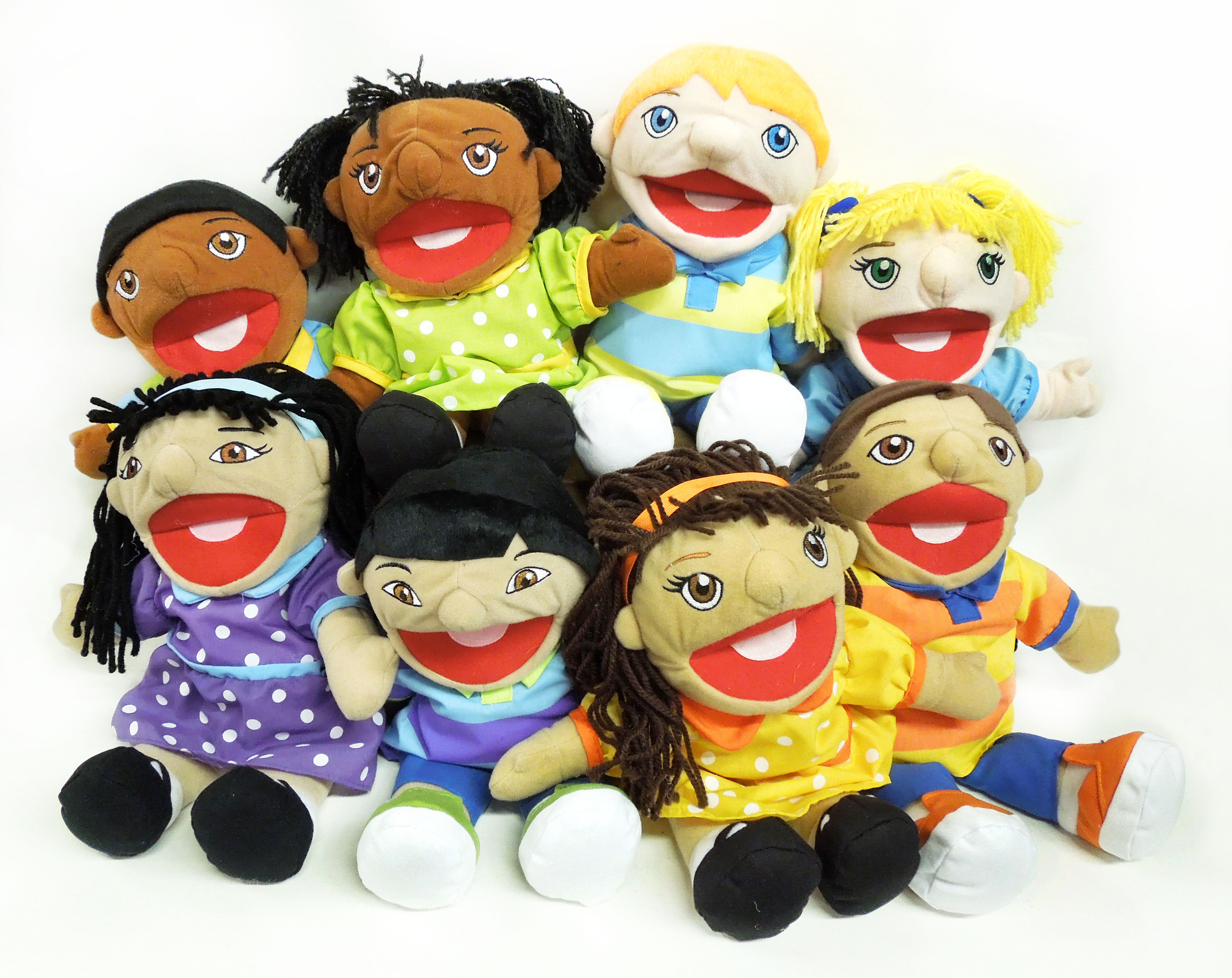 Picture of multicultural girl and boy puppets