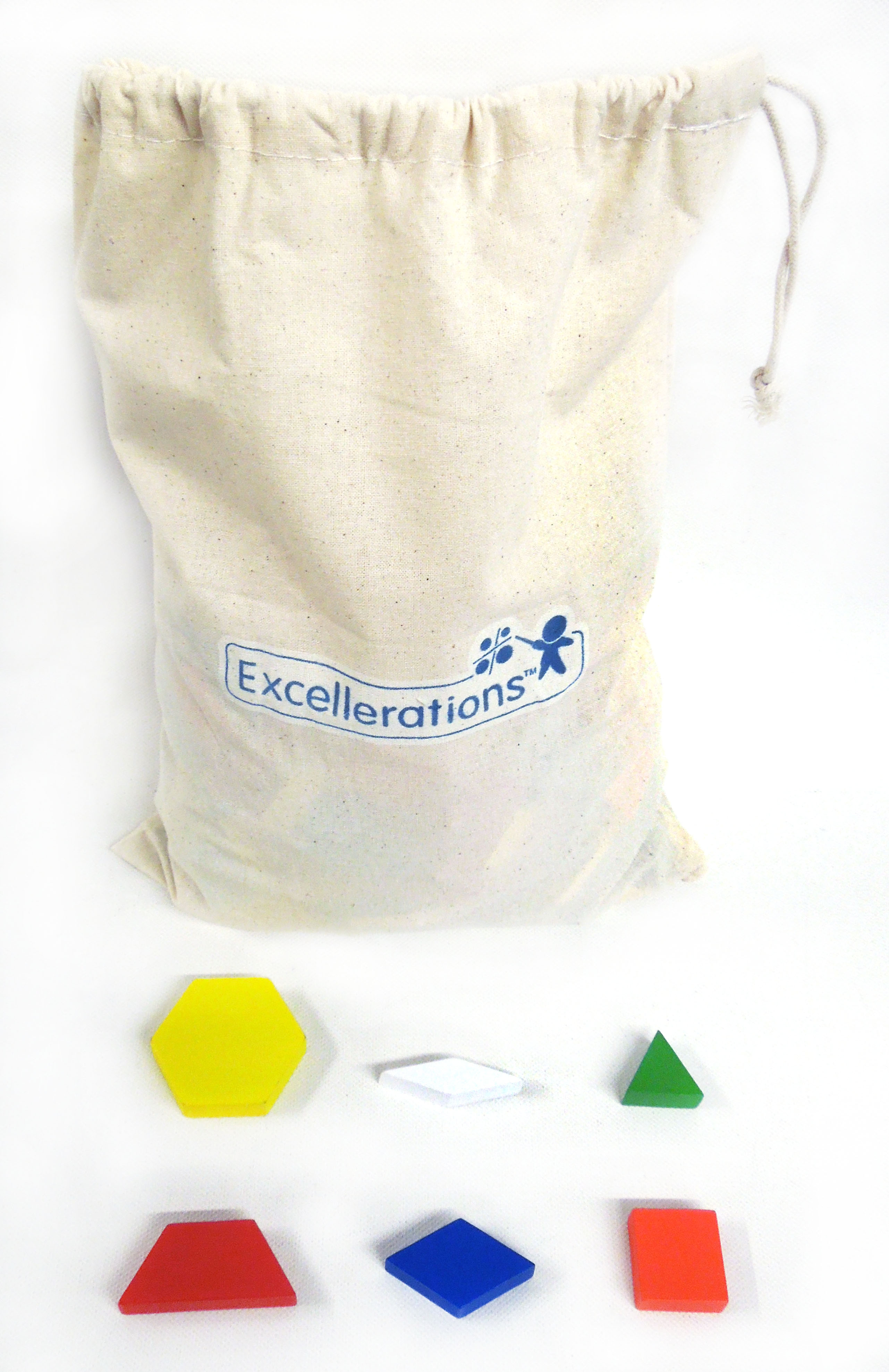 Picture of 6 shapes and bag for Wood Pattern Blocks set