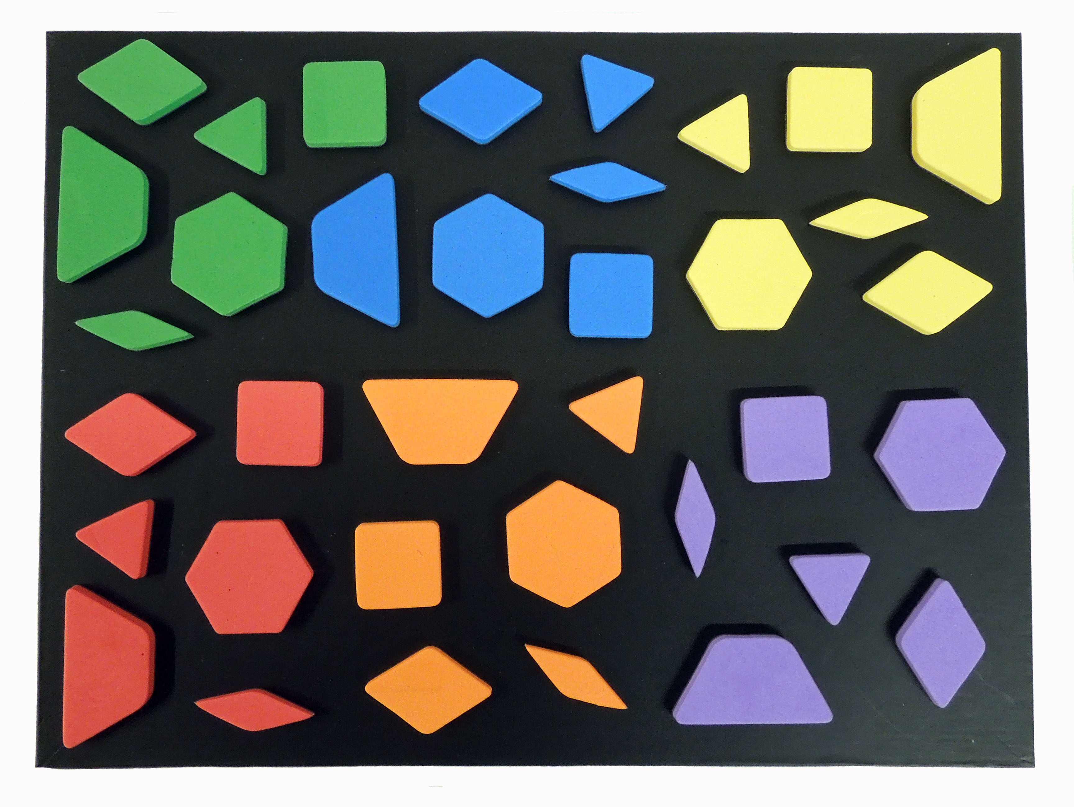Picture of various magnetic foam shape builder parts